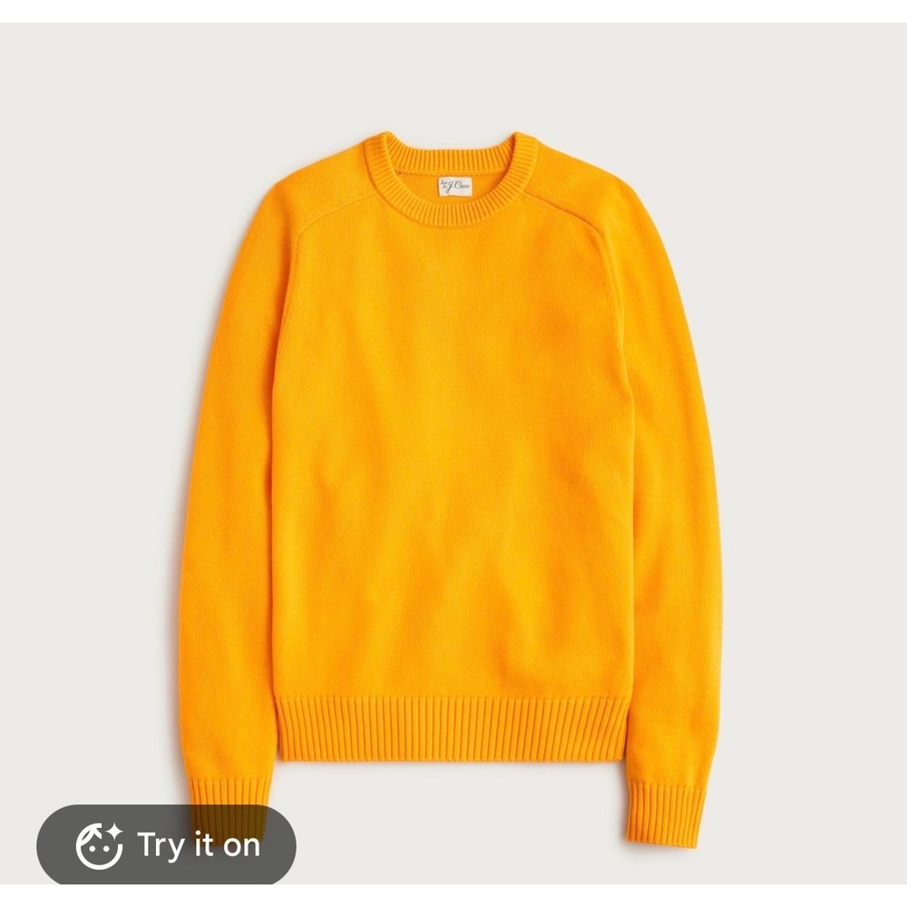 J.Crew Mens Cotton Crewneck Sweater Orange Yellow Knit Large